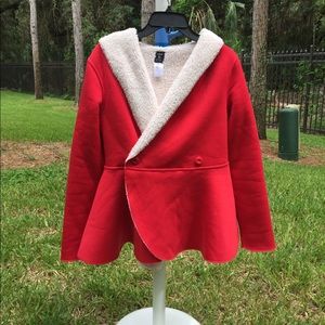 Pleasant Red Fluffy Winter Jacket for Girls